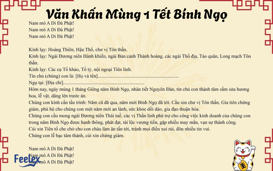 Văn Khấn Mùng 1 Tết Bính Ngọ