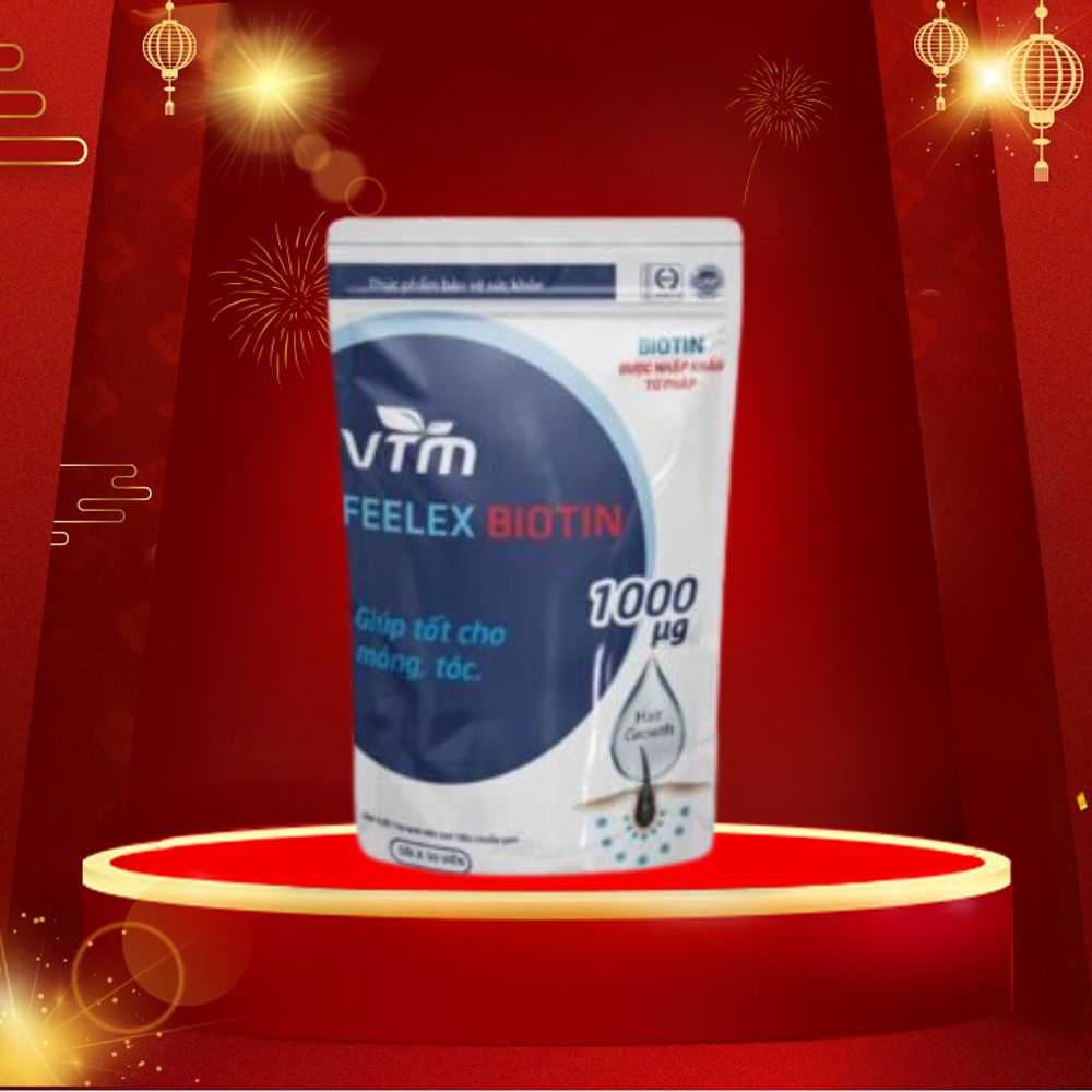 Viên uống hỗ trợ mọc tóc VTM Feelex Biotin - túi 30 viên