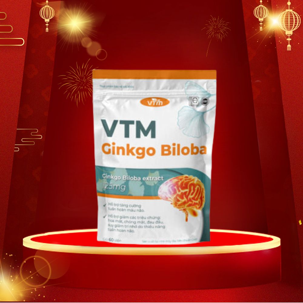 Thực phẩm chức năng bổ não VTM Ginkgo Biloba - túi 60 viên