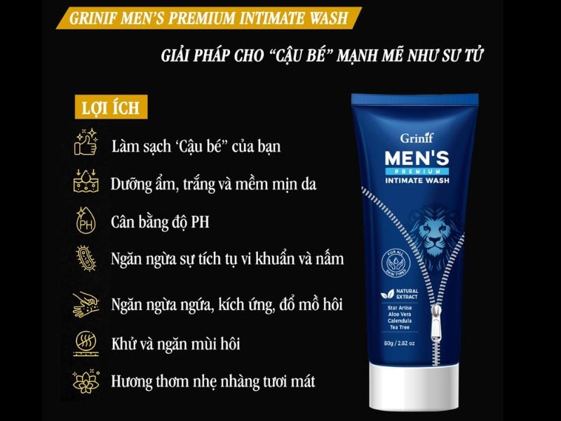 Top 10 Dung Dịch Vệ Sinh Nam Hàn Quốc Được Ưa Chuộng Nhất Grinif Men’s Premium Intimate Wash